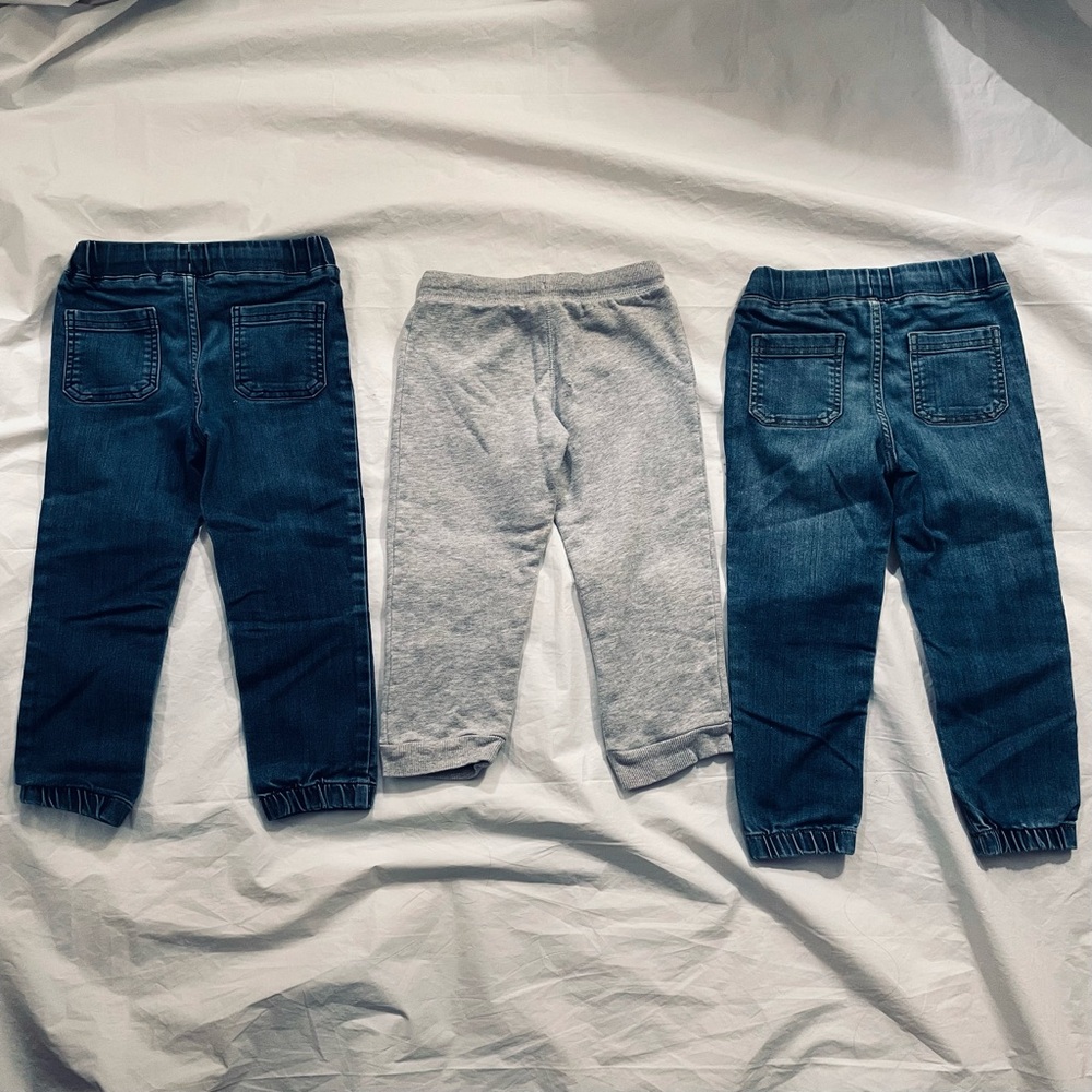 Set (3) Toddler 4T Pants Simple Joys Carter’s Denim Jeans Gray Joggers - Picture 6 of 10